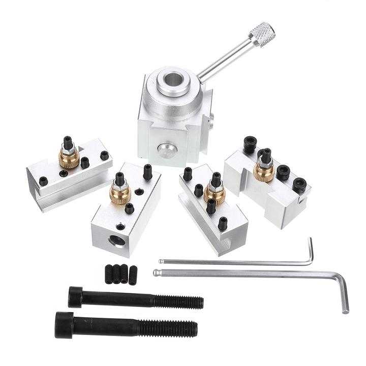 Machifit Upgraded Silver Quick Change Post Holder Set Boring Bar Turning Tool Holder for CNC Mini Lathe - MRSLM