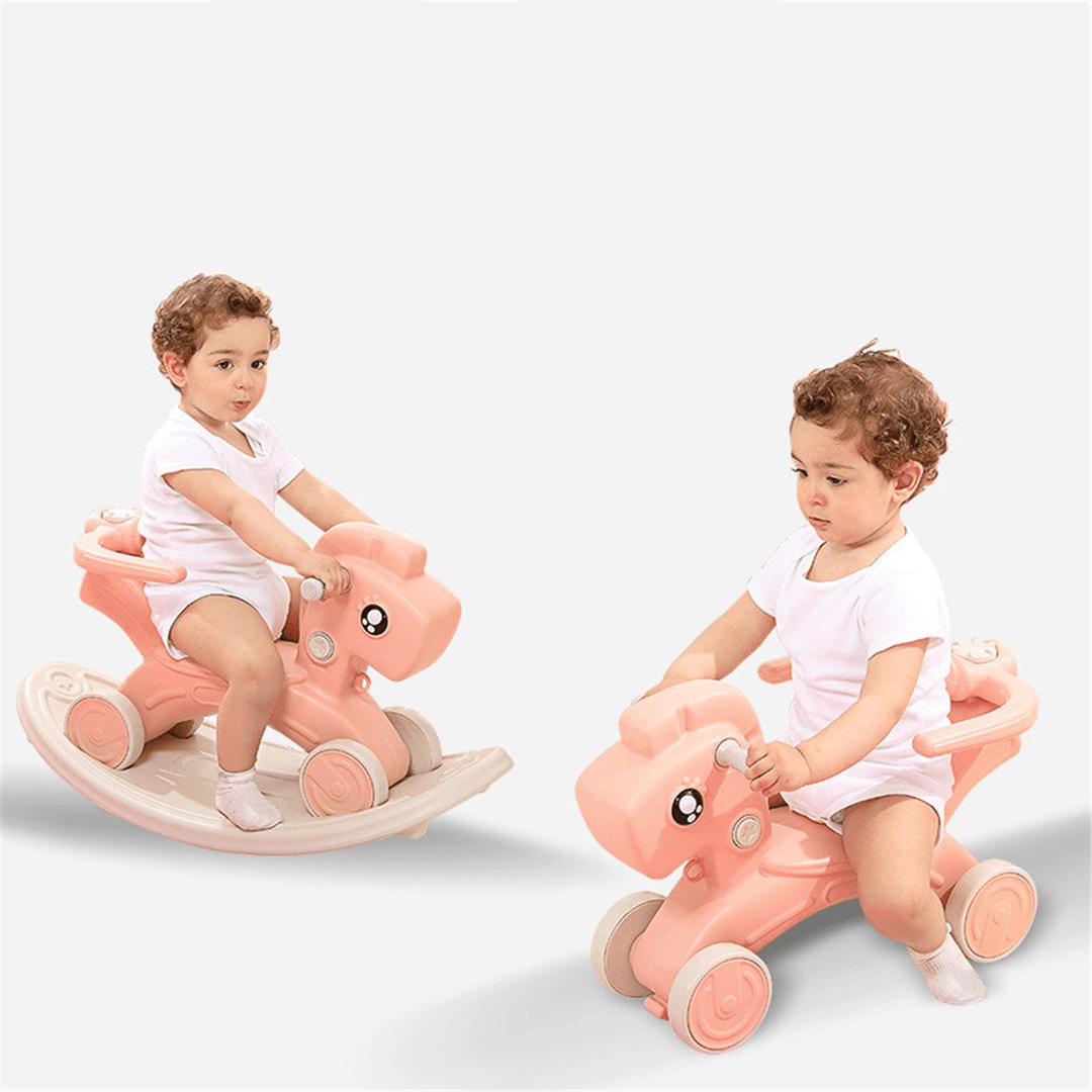 2 in 1 Toddler Little Rocking Horse Baby Walker Ride on Toy Kids Rocker Small Household Kindergarten Chair Supplies - MRSLM