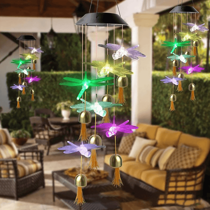 Colorful Solar Bell Wind Chime Light Automatic Waterproof Solar Powered Wind Chime Lamp - MRSLM