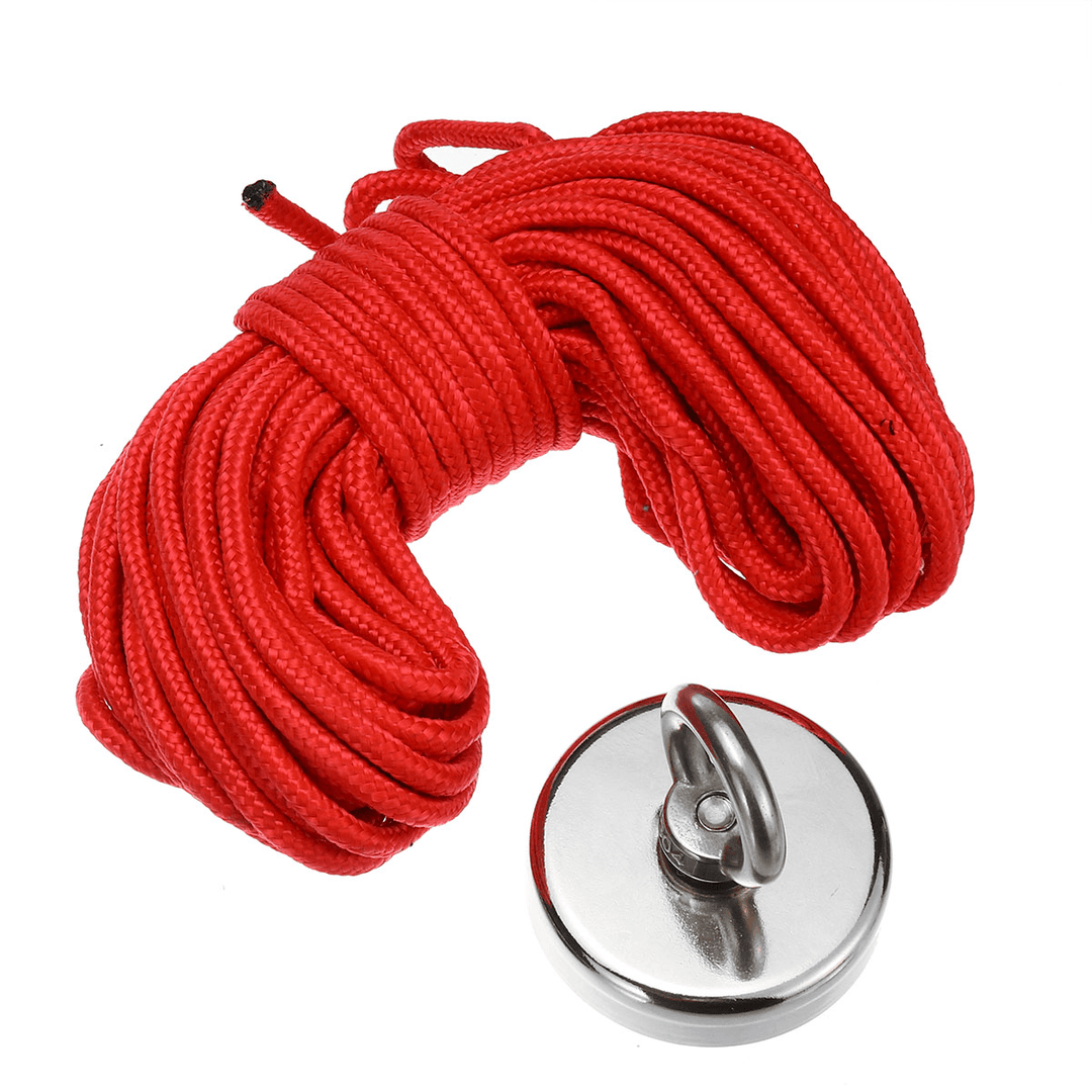 300KG D75Mm Neodymium Recovery Magnet Fishing Treasure Metal Detector with 20 Metre Rope - MRSLM