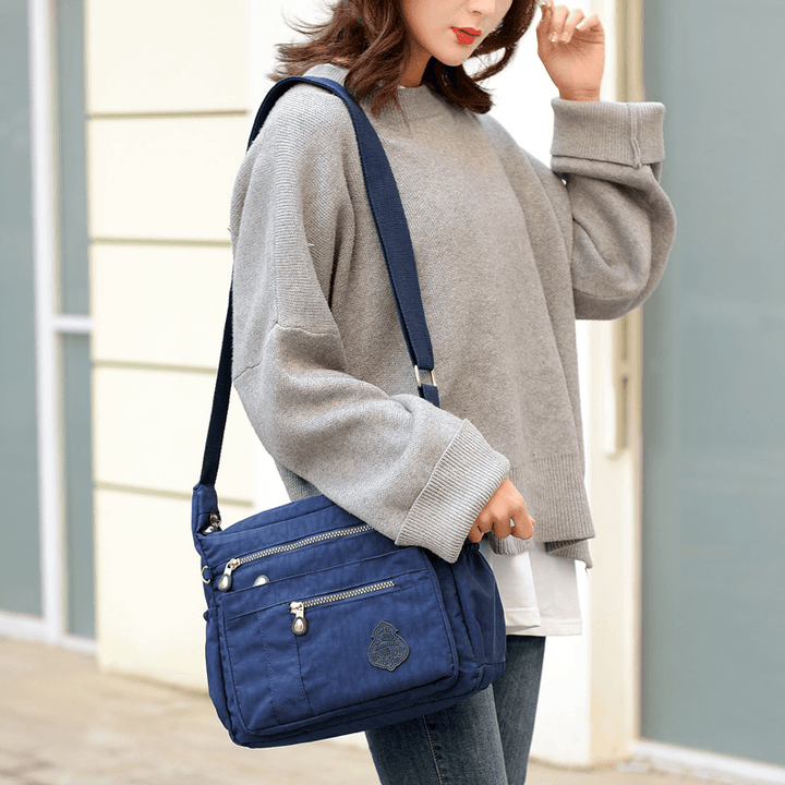 Women Leisure Nylon Solid Crossbody Bag Waterproof Bag - MRSLM