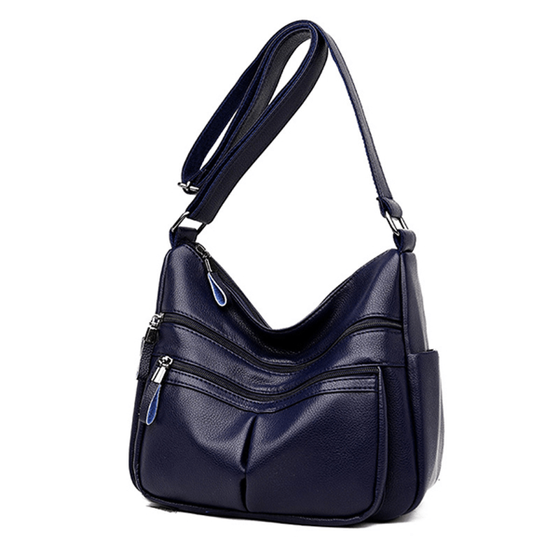 Women Soft Leather Multi-Slot Crossbody Bag Leisure Shoulder Bags - MRSLM