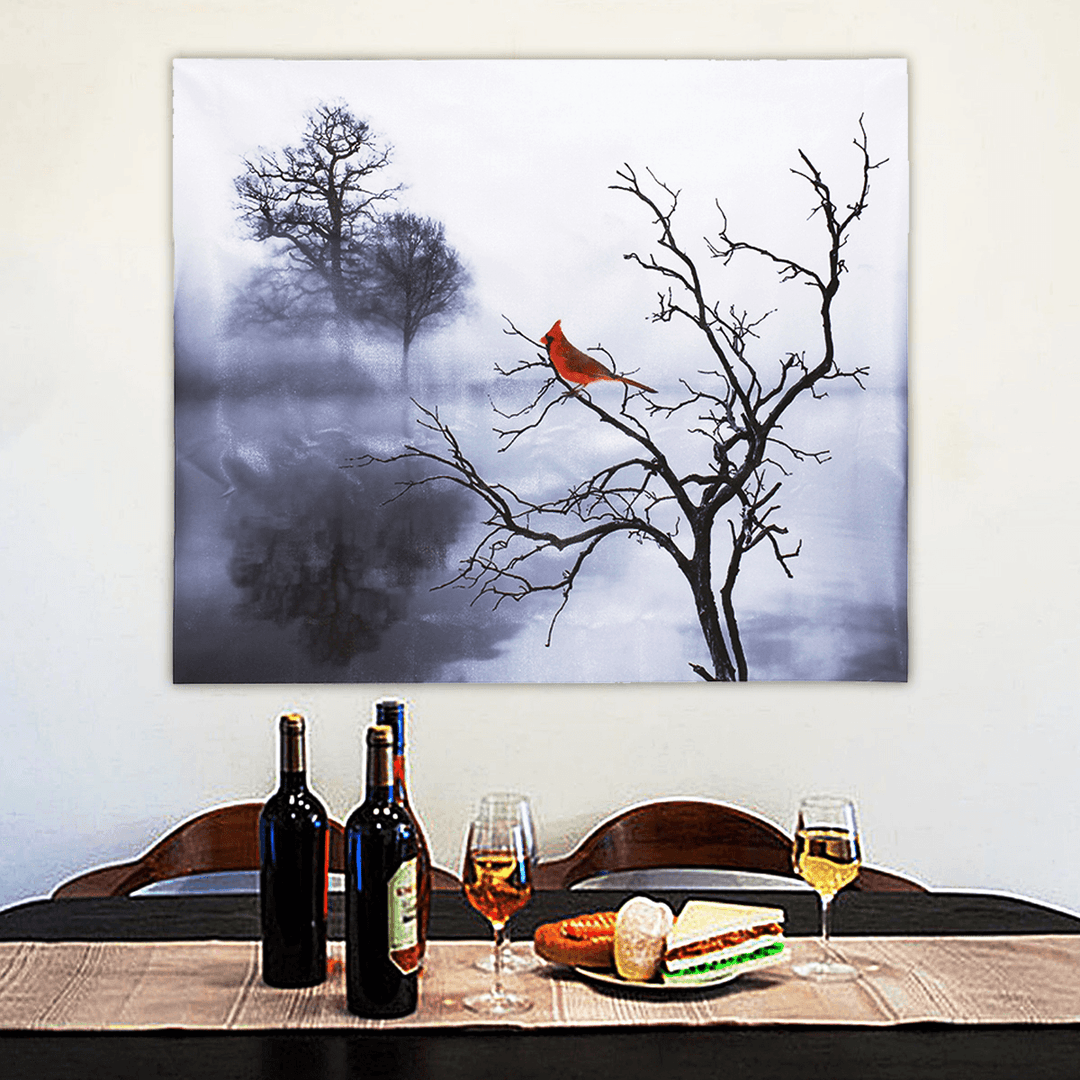 Modern Red Bird Tree Canvas Oil Printed Paintings Home Wall Art Decor Unframed Decorations - MRSLM