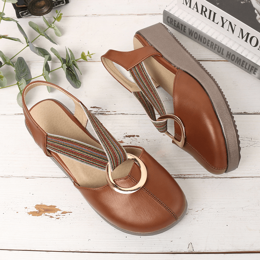 Women Casual Elastic Band Metal Hole Flats - MRSLM