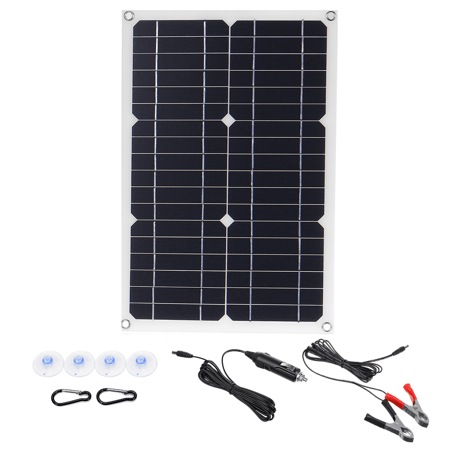 50W 18V Mono Solar Panel Dual USB 12V/5V DC Monocrystalline Flexible Solar Charger for Car RV Boat Battery Charger Waterproof - MRSLM