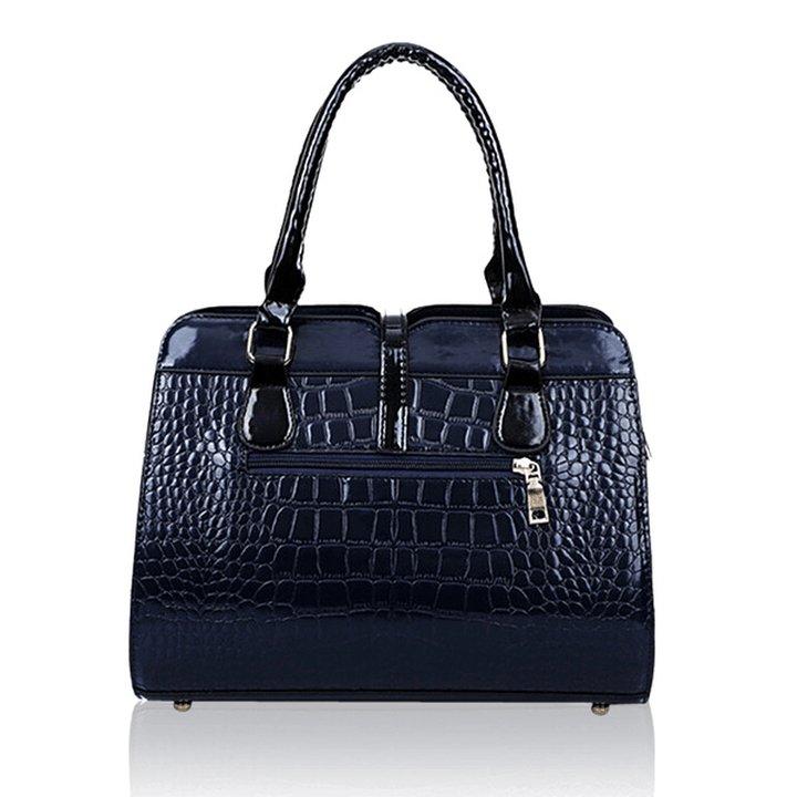 Women Crocodile Pattern Handbags Patent Leather Tote Shoulder Bags Crossbody Bags - MRSLM