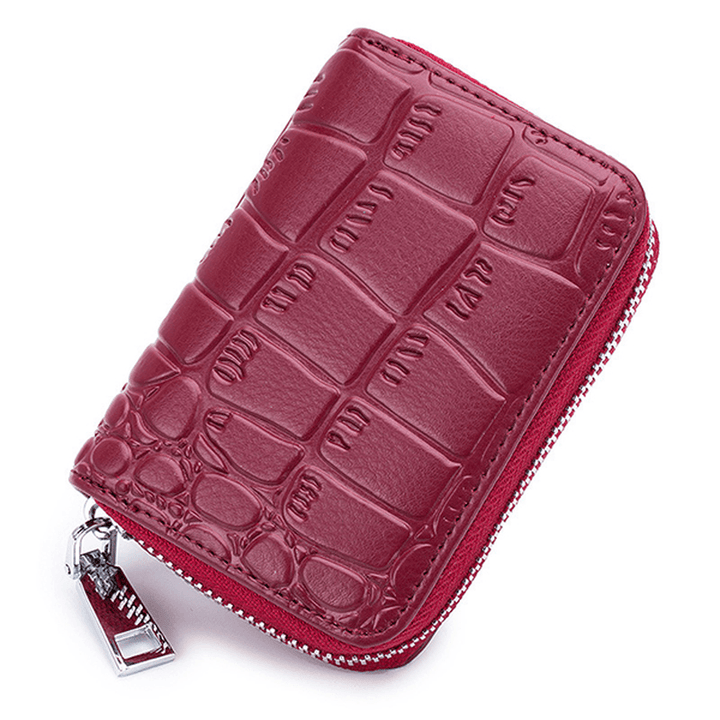 Women Genuine Leather Stone Pattern 16 Card Slots Wallet - MRSLM