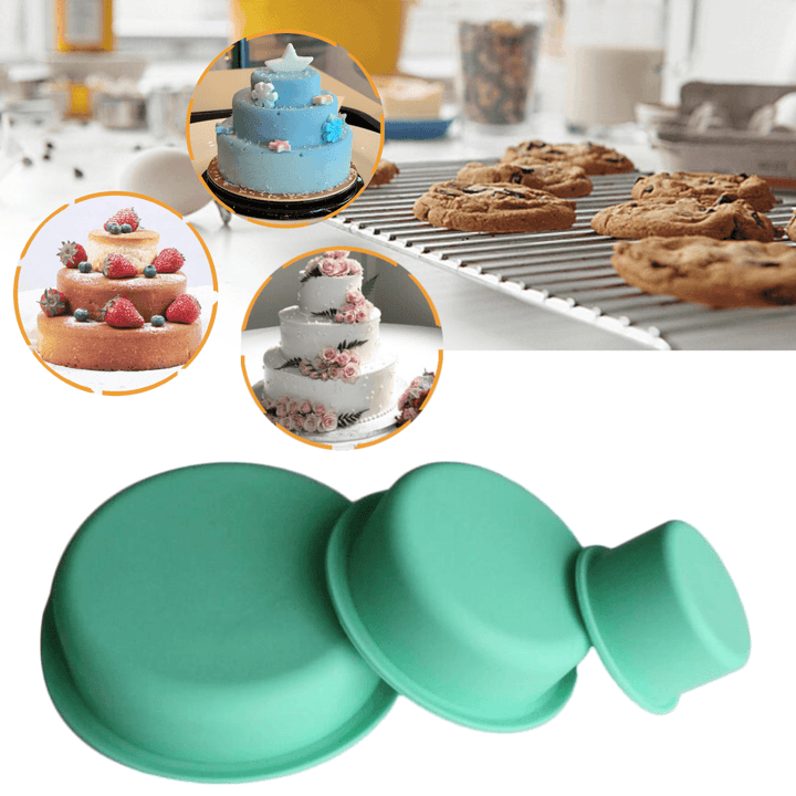 3Pcs Cake Molds round Bake Pan DIY Party Wedding Birthday Cupcake Mould Baking Tool - MRSLM