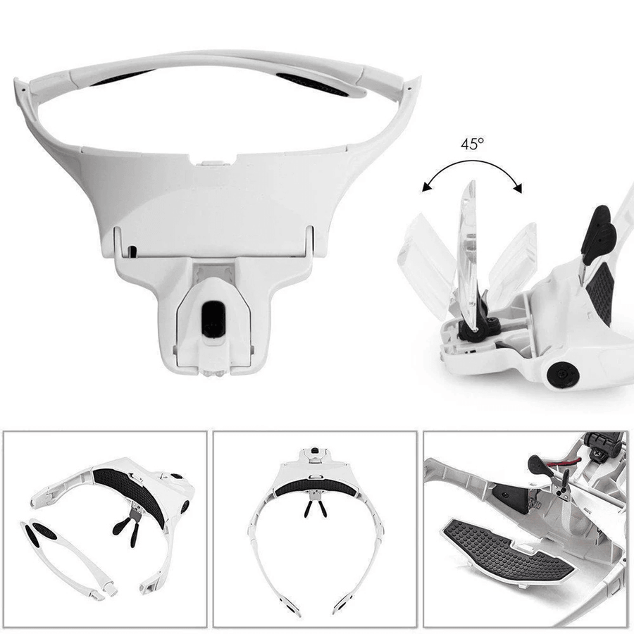 Magnifying Glasses LED Light Lamp Head Loupe Jeweler Headband Magnifier Eye Glasses Optical Glass Tool Repair Reading Magnifier - MRSLM