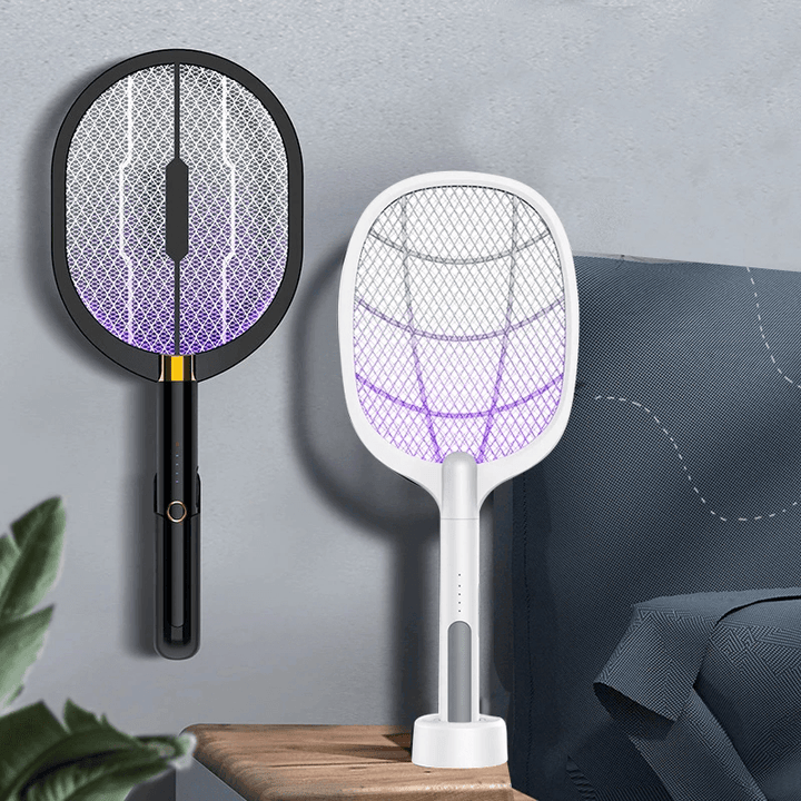 2 in 1 LED Mosquito Killer Lamp USB Rechargeable Fly Swatter 3000V Electric Bug Zapper Insect Killer - MRSLM