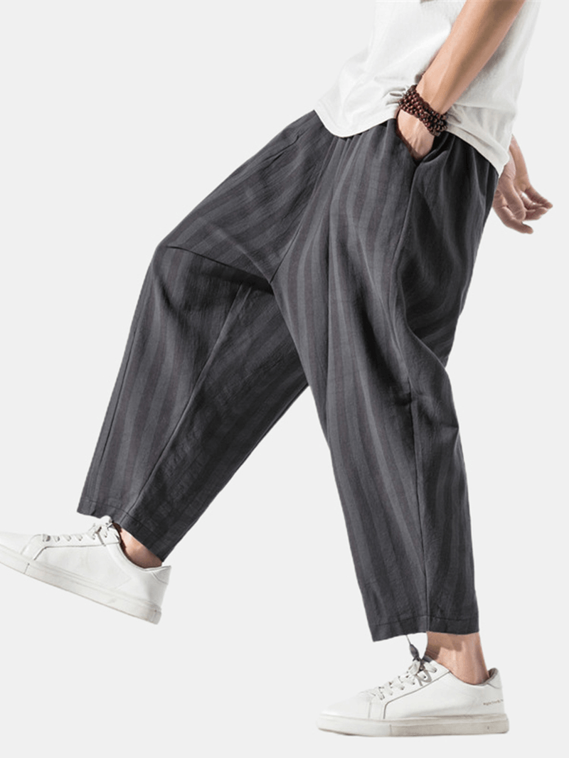 Mens Patchwork Drawstring Casual Harem Pants with Pocket - MRSLM