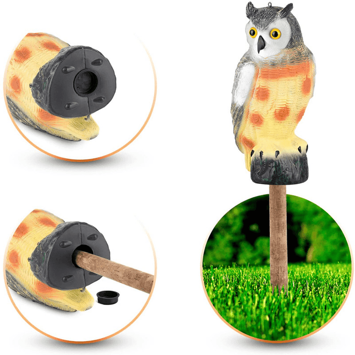 Realistic Owl Decoy Statue Elbow Owl Bird Pigeon Crow Scarer Scarecrow Simulation Garden Yard Protecter - MRSLM