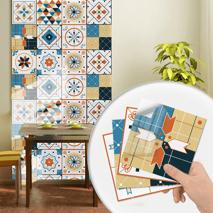 10 Pcs Morocco Tile Stickers Kitchen Bathroom Sticker Home Wall Decor Set - MRSLM