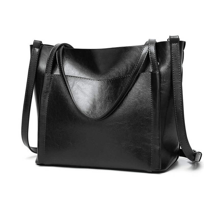 Women Oil Leather Tote Handbags Vintage Shoulder Bags Capacity Crossbody Bags - MRSLM