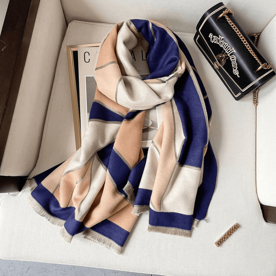 New Color-Blocking Warm with Double-Sided Imitation Cashmere Scarf - MRSLM