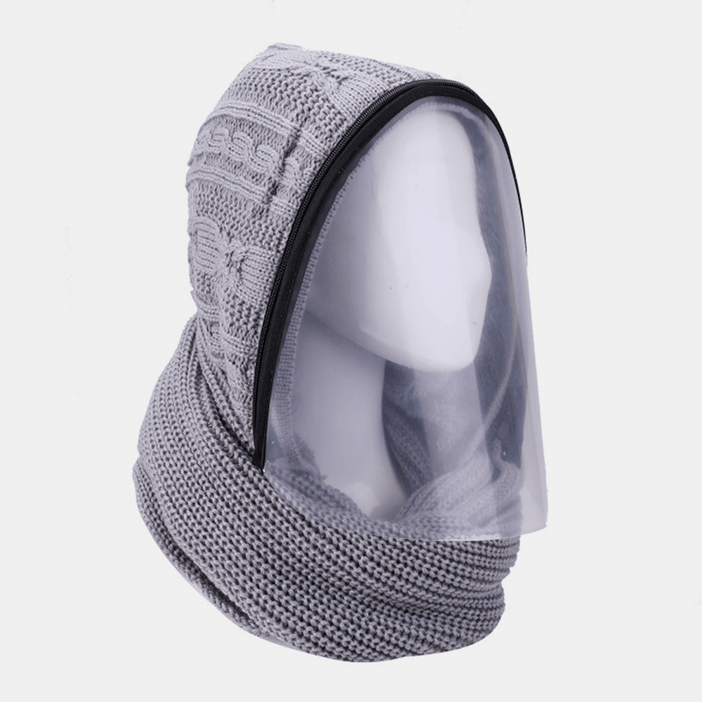 Unisex Detachable Keep Warm Dustproof Zipper Neck Protection Knitted Face Mask Scarf - MRSLM