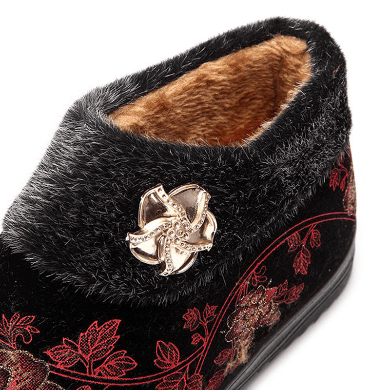 Women Winter Cotton Fur Lining Boots Casual Outdoor Plush Flats - MRSLM