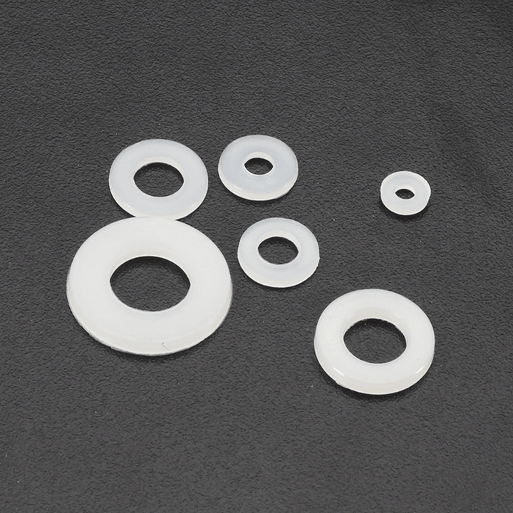 Suleve™ MXNW1 500Pcs White Black Flat Nylon Washer Lock Washers Gasket Kit M2-M8 - MRSLM