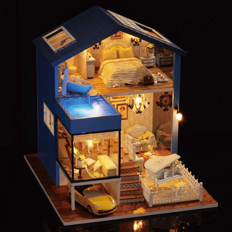 Cuteroom A-061-A Seattle DIY Dollhouse Miniature Model with Light Music Collection Gift Decor - MRSLM