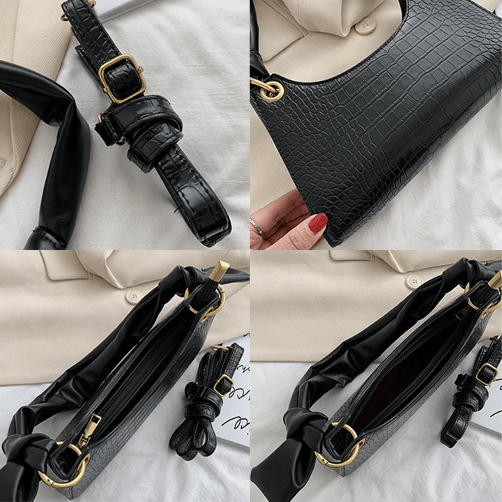 Women Solid Crocodile Pattern Shoulder Bag Handbag - MRSLM