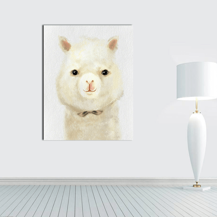 Miico Hand Painted Oil Paintings Cartoon Alpaca Paintings Wall Art for Home Decoration - MRSLM