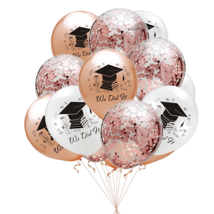 10Pcs Graduation Balloons Gold Silver Black Latex Balloon - MRSLM