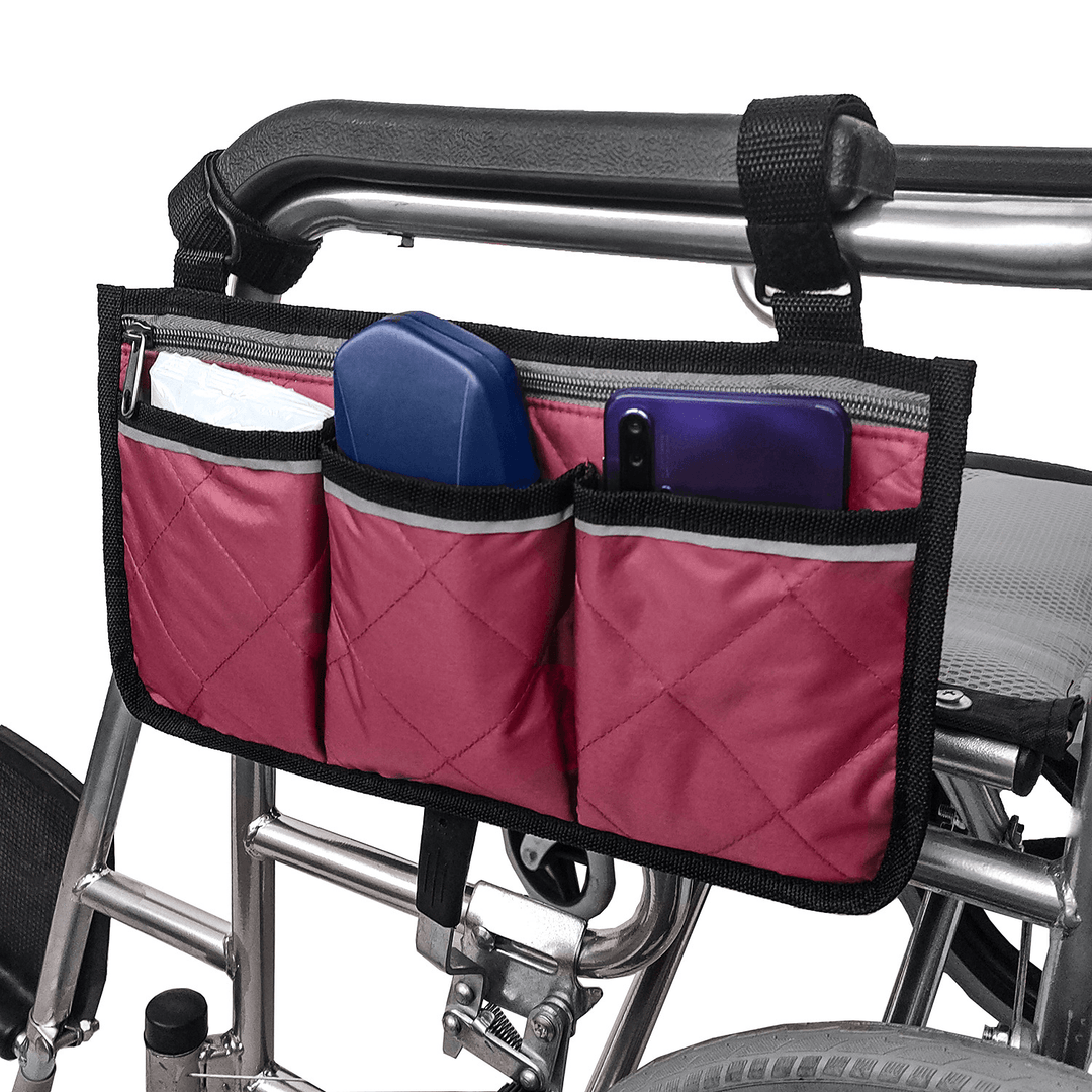 Portable Wheelchair Side Bag Multifunctional Armrest Pouch Organizer Bag Storage Bag - MRSLM