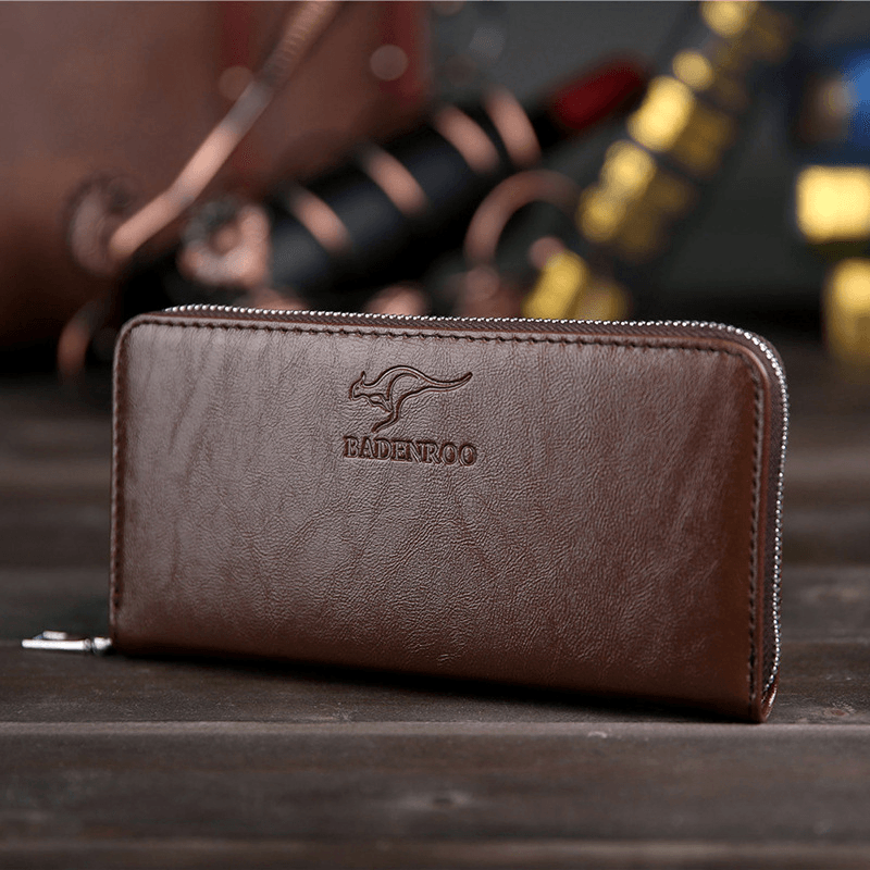 Men Fashion New Faux Leather Business Clutches Bag Phone Bag Wallet - MRSLM