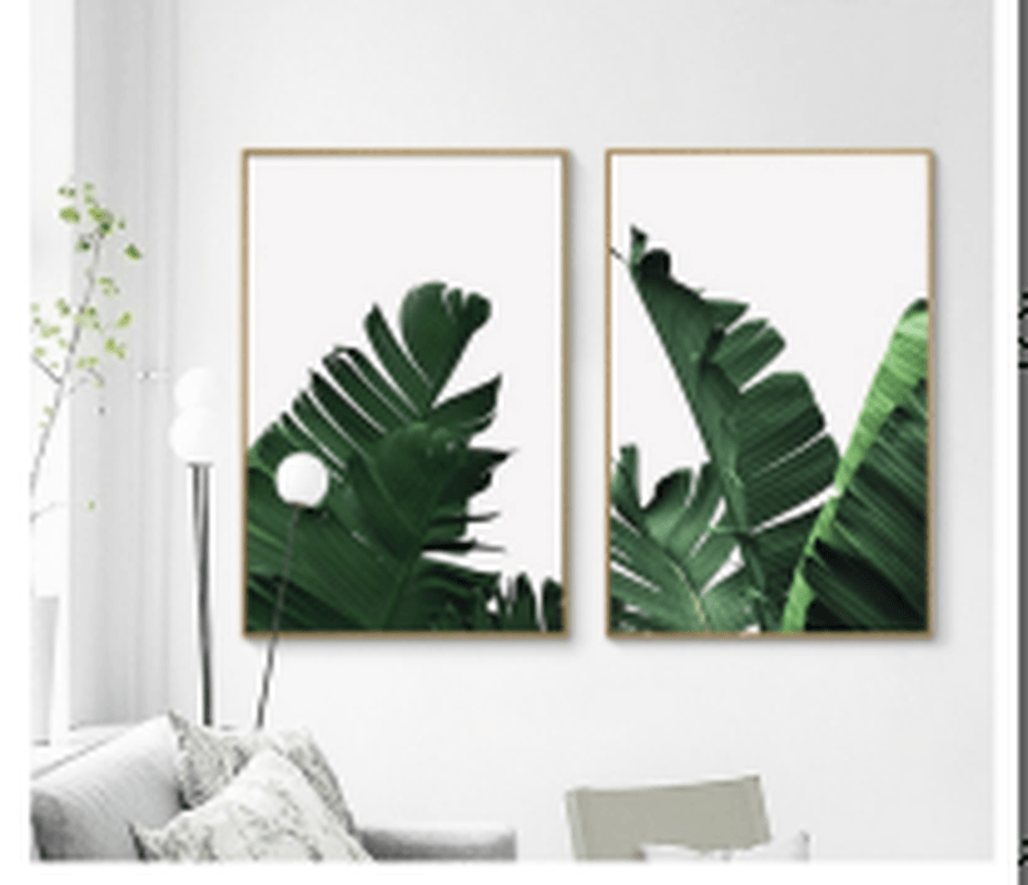 Miico Hand Painted Combination Decorative Paintings Botanic Leaves Paintings Wall Art for Home Decoration - MRSLM