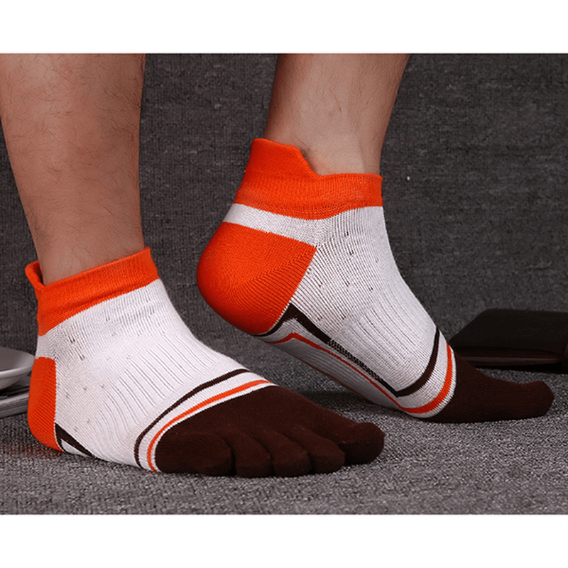 Mens Fashion Five Toes Cotton Socks Spell Color Casual Comfortable Socks - MRSLM