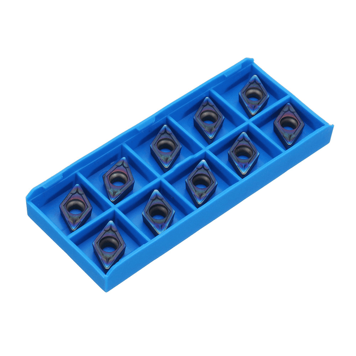 Drillpro 10Pcs HRC45 Blue Nano DCMT11T308 Carbide Insert for SDJCR/SDJCL Lathe Turning Tool Holder - MRSLM