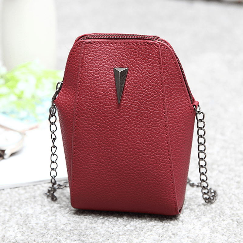 Woman PU Crocodile Pattern Chain Bag Phone Bag Clutch Bag Crossbody Bag - MRSLM