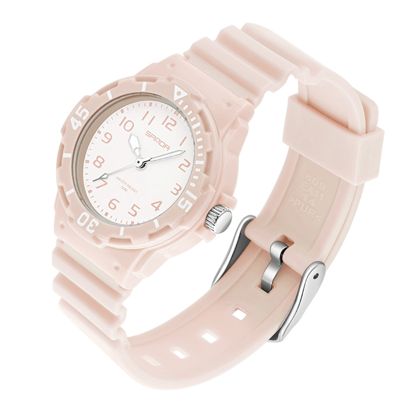 SANDA 6011 Fresh Color Silicone Strap Ultra Light-Weight Women Quartz Watch - MRSLM