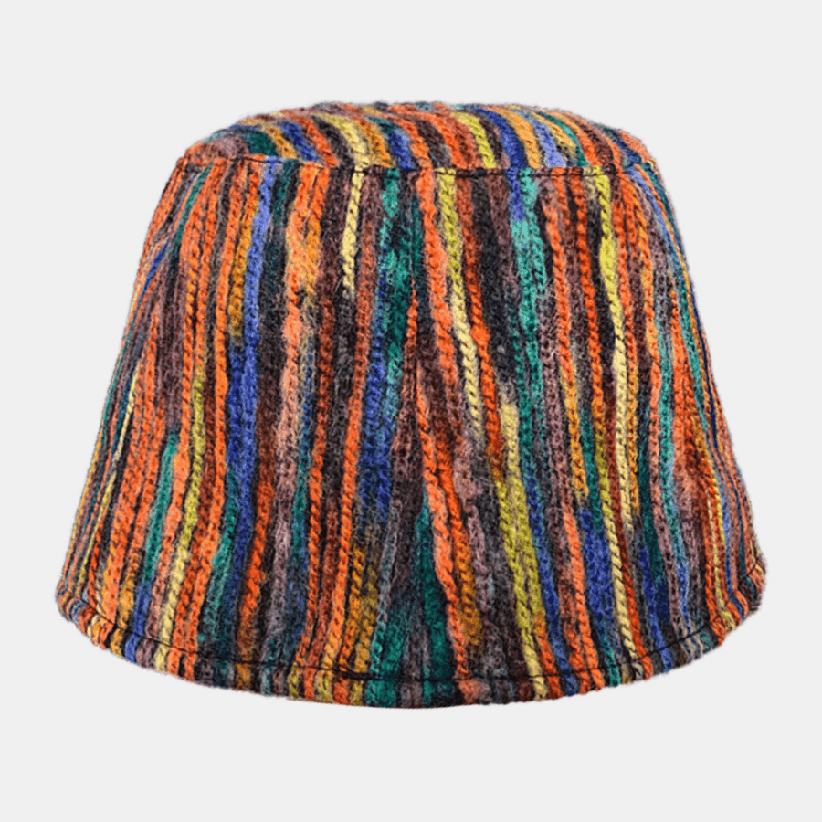 Women Woolen Mixed Color Personality Street Trend Colorful Bucket Hat - MRSLM