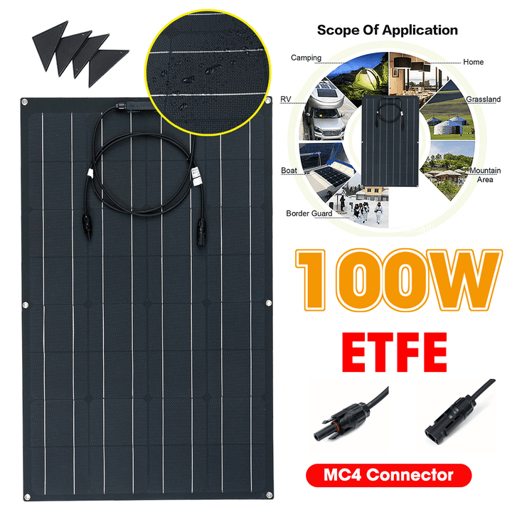 100W 1050*540Mm ETFE Waterproof Solar Panel with Connector - MRSLM