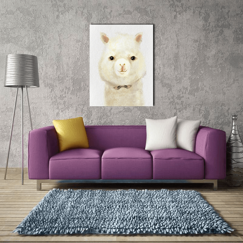 Miico Hand Painted Oil Paintings Cartoon Alpaca Paintings Wall Art for Home Decoration - MRSLM