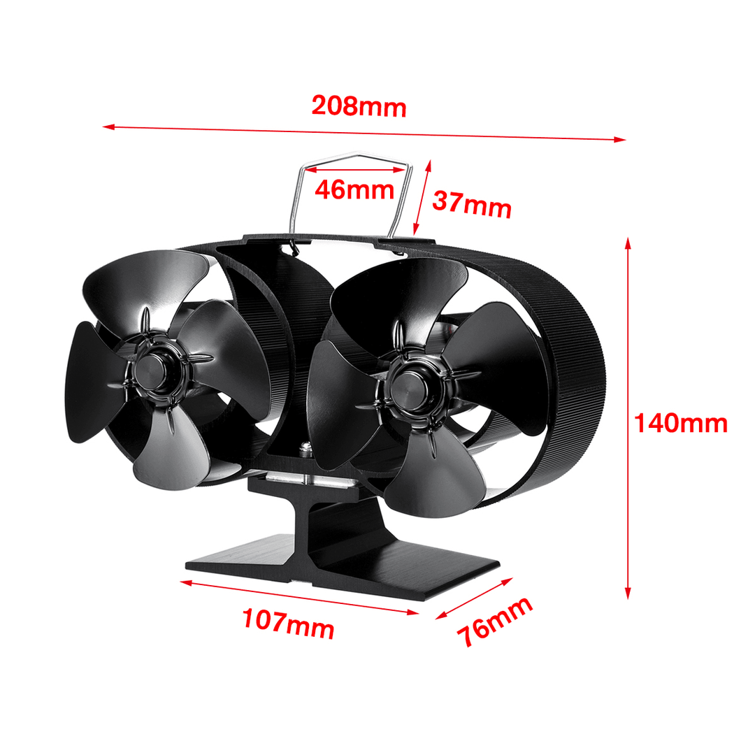 Ipree® 8 Blades Stove Fan Fireplace Fire Heat Powered Saving Eco Friendly Fireplace Fans Wood Log Burner Household Winter Warmer - MRSLM