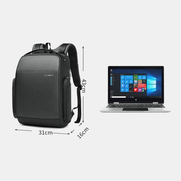 Men Large-Capacity Multiple Compartments Hard Shell Backpack Business Multifunction Waterproof 15.6 Inch Computer Bag - MRSLM