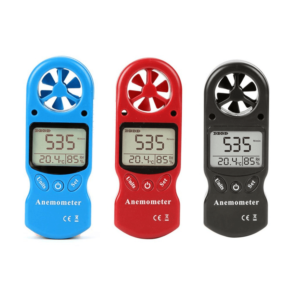 KT-300 Mini Multipurpose Anemometer Digital Anemometer LCD Wind Speed Temperature Humidity 3 in 1 Wind Speed Meter with Calibration Function - MRSLM