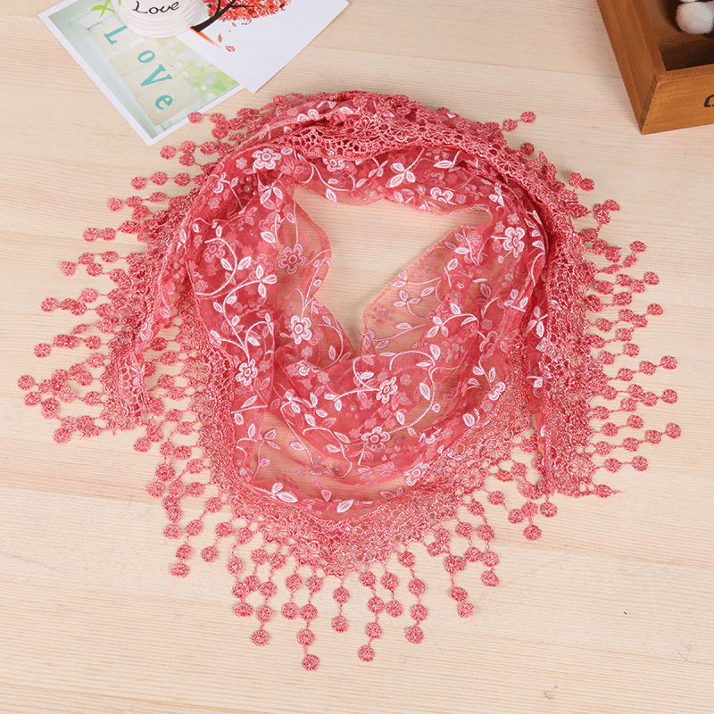 Women'S New Creative Lace Fringed Silk Scarf - MRSLM