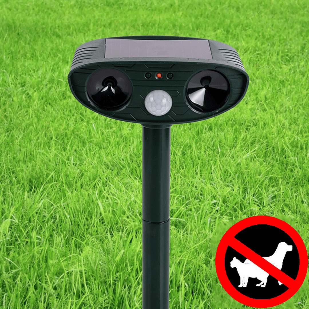 Outdoor Garden Solar Ultrasonic Repeller PIR Pest Animal Mouse Fox Cat Dog Repellent - MRSLM