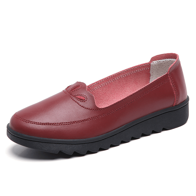 Women Daily round Toe Soft Solid Color Flat Loafers Shoes - MRSLM