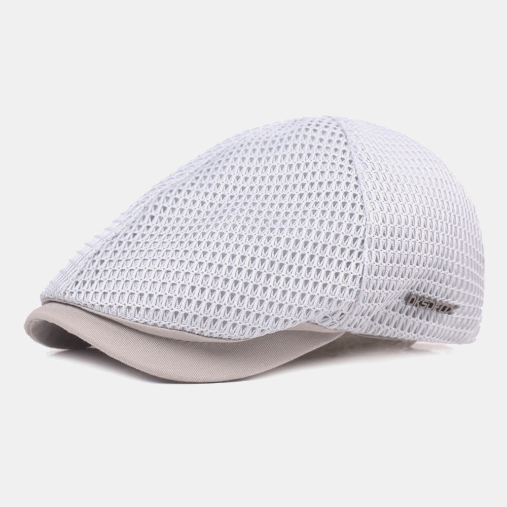 Men Full Mesh Breathable Casual Travel Sunshade Forward Hat Flat Cap Beret Cap - MRSLM