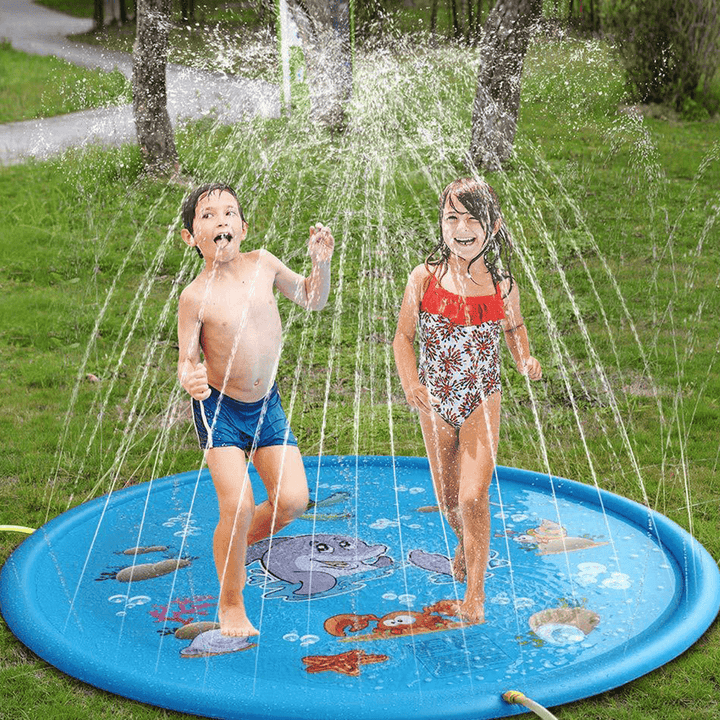 100CM Outdoor Inflatable Water Splash Play Pool Playing Sprinkler Mat Yard Family Funny Kids Toys - MRSLM