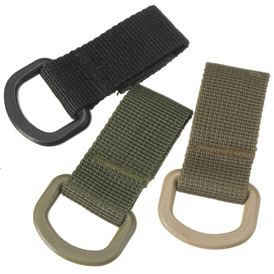 Military Tactical Carabiner Nylon Strap Buckle Hook Belt Hanging Keychain D-Shaped Ring Molle System - MRSLM