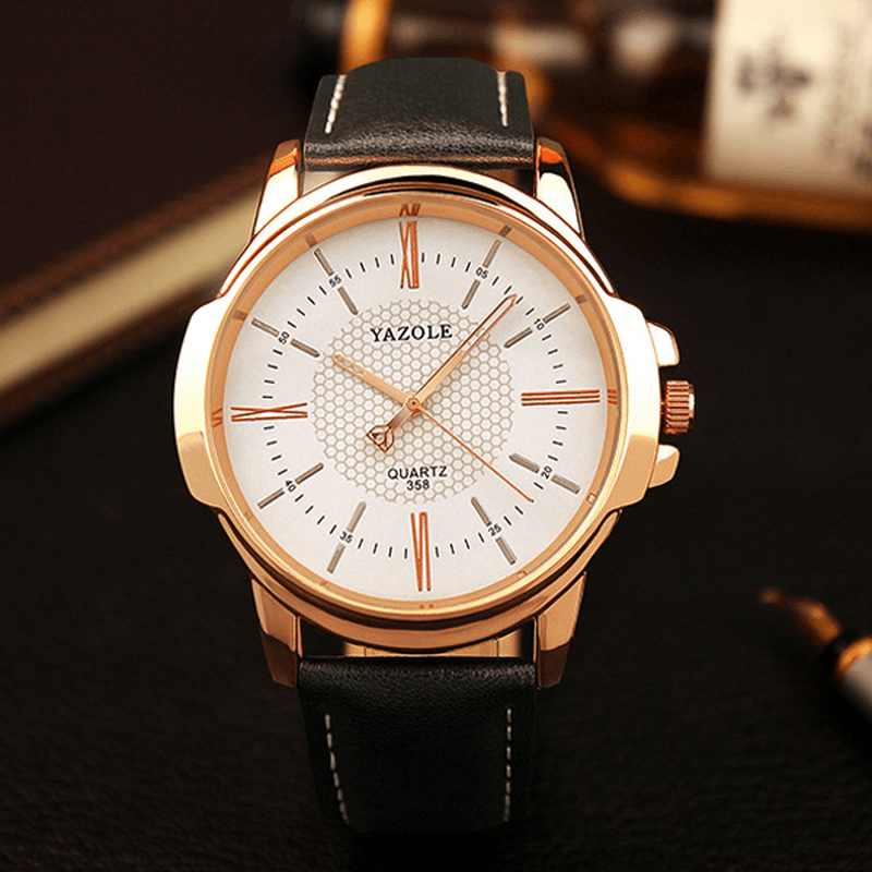 YAZOLE 358 Fashion Men Quartz Watch Luxury Roman Numeral Wrist Watch - MRSLM