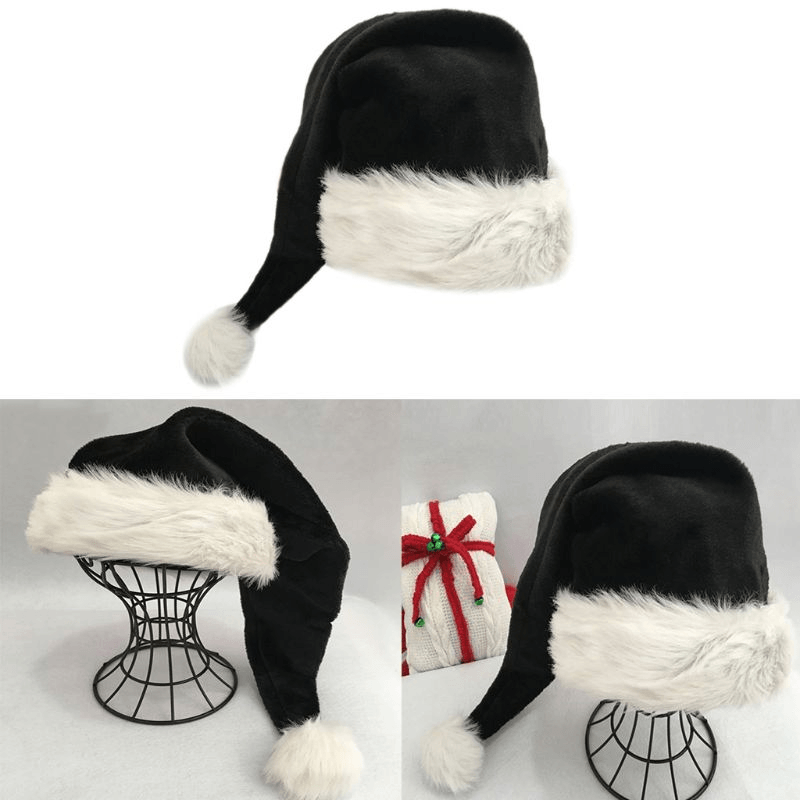 Black Plush Hat Adult Christmas - MRSLM