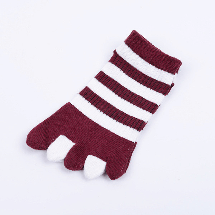 Women Wide Stripes Comfortable Five Toe Socks - MRSLM