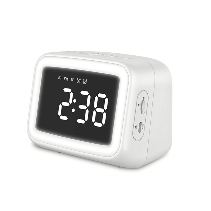 Digital Alarm Clock FM Radio Wireless Bluetooth 5.0 LED Mirror with Speaker - MRSLM