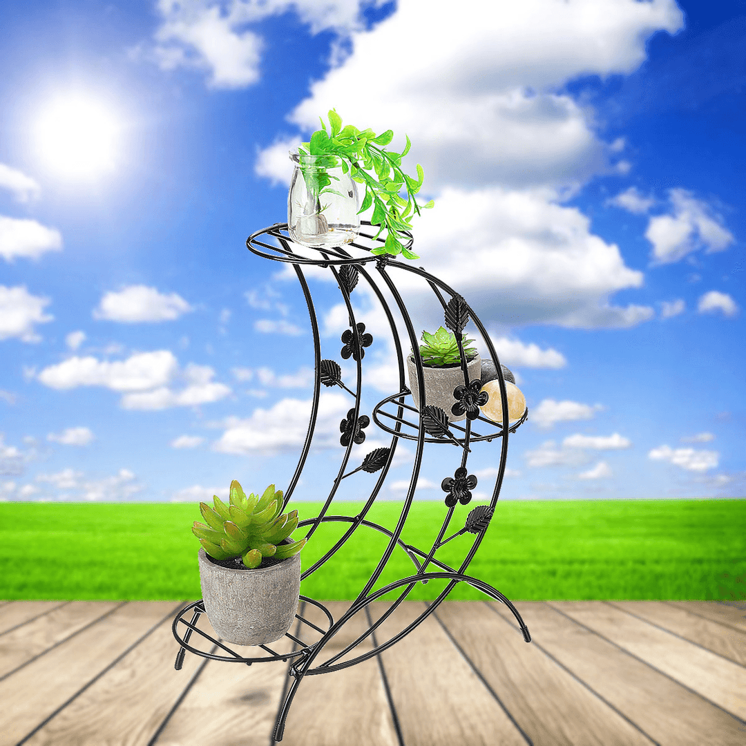 Metal Plant Stand Garden Decor Flower Pot Shelves Outdoor Indoor Plant Rack Wrought Iron Decorations Rack - MRSLM